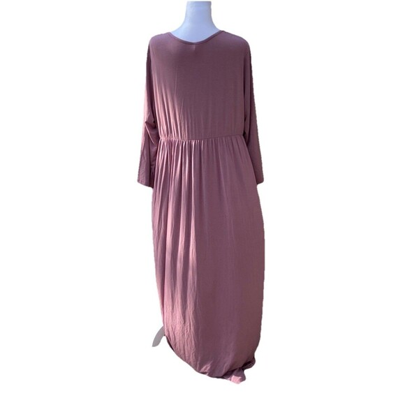 Maternity Womens 3X Empire MAXI Dress Mauve 3/4 Sleeve Spring Formal Casual NWT - Picture 2 of 12